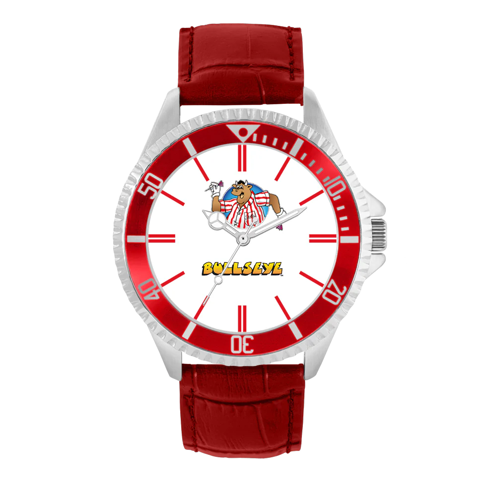 Bullseye Watch Mens Red/Silver 42mm