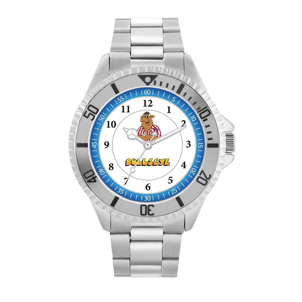 Bullseye Watch Mens Silver/Blue 42mm