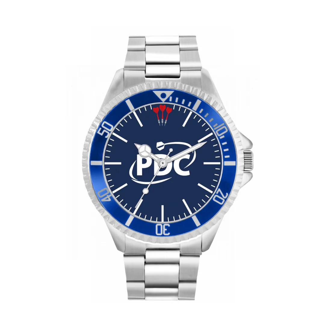 New PDC Darts Watch Mens Silver 42mm